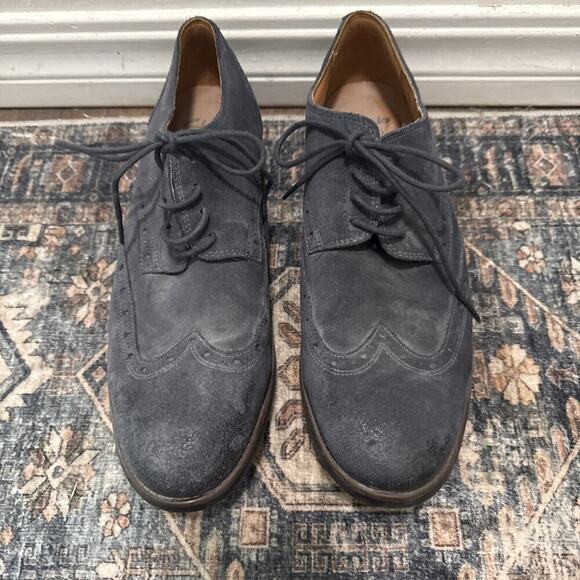 New Clarks 1825 Men's Exton Brogue Blue Suede Wing‎ Tip Oxford Shoes 11 M New